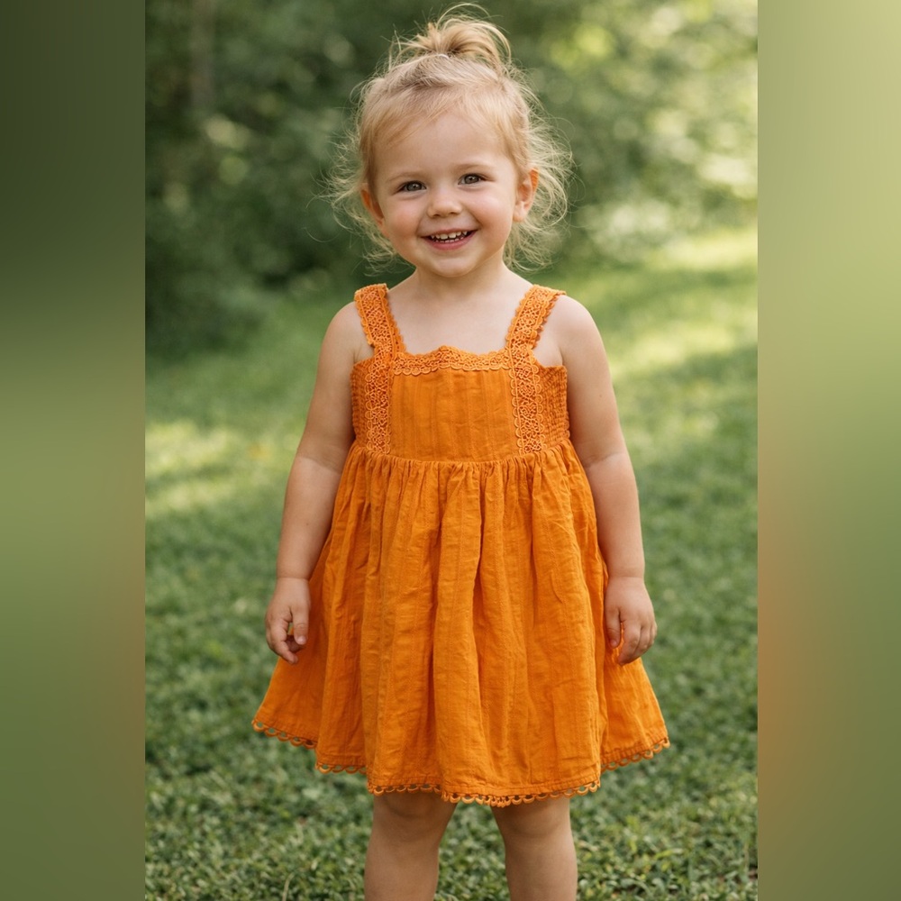 Joie Orange Lace-Trim Cotton Sundress for Girls